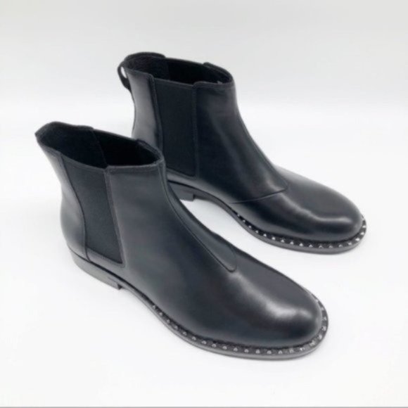 ASH Wino Black Leather Studded Chelsea Boot 37 - Picture 2 of 8